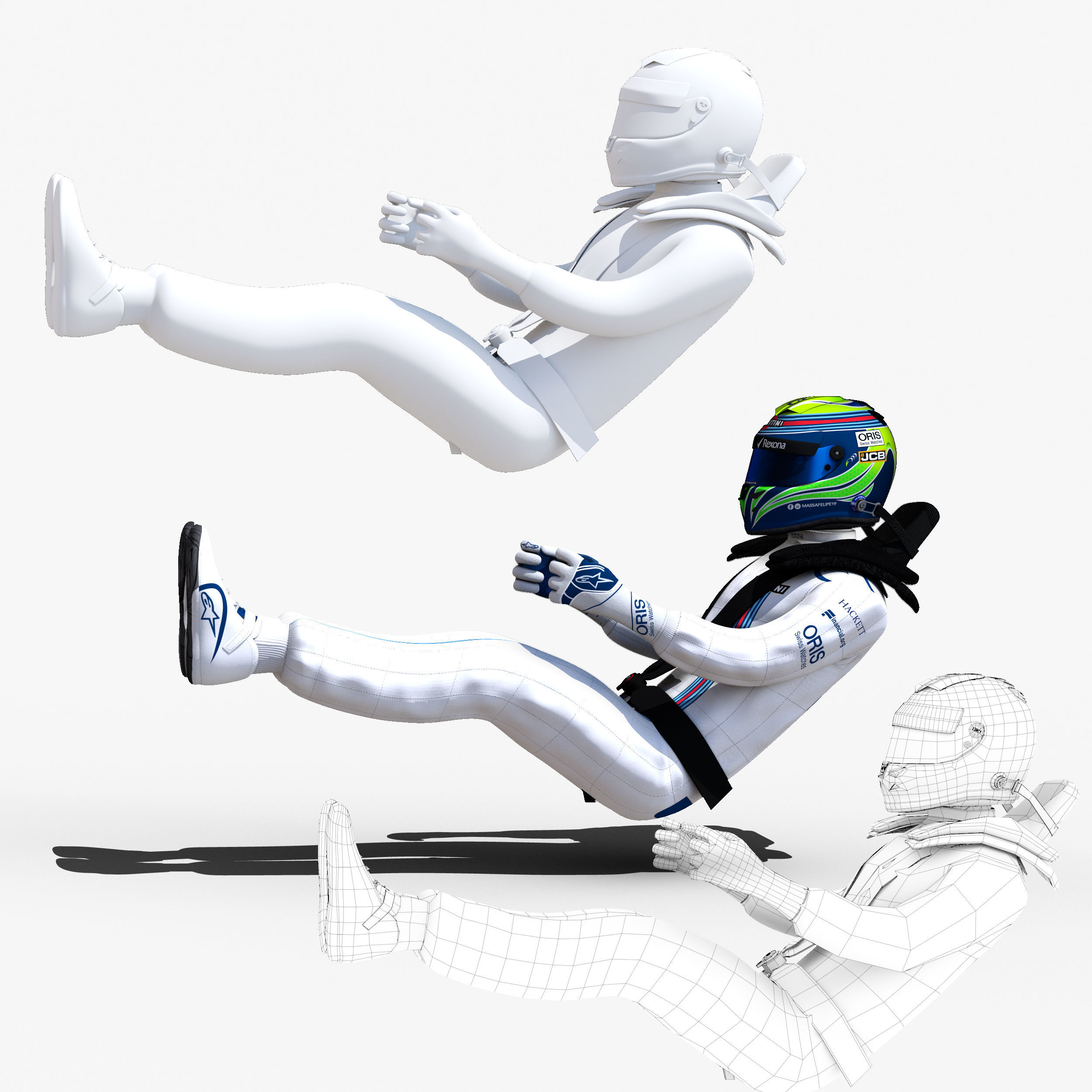 Felipe Massa 2017 Low-poly 3D model_5