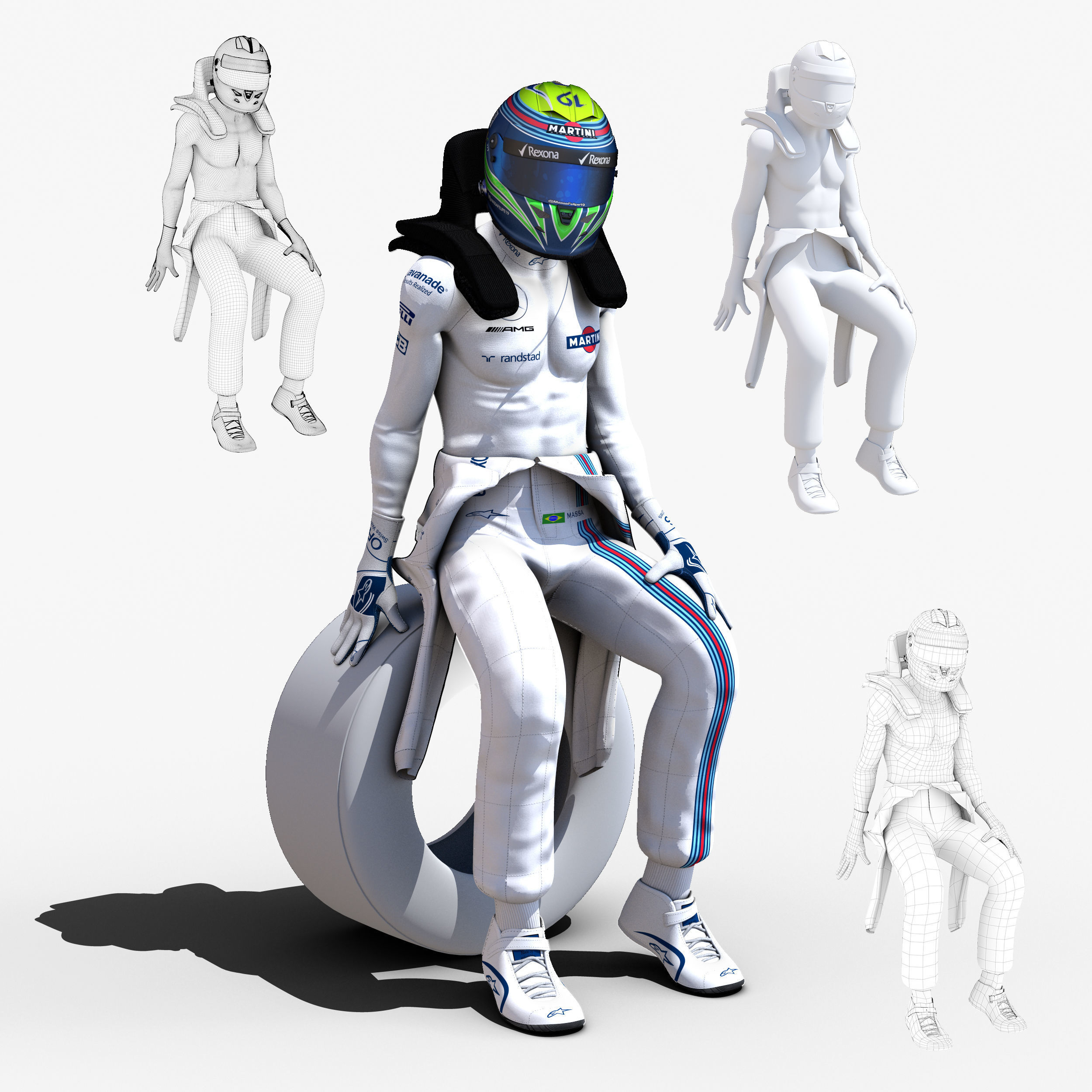 Felipe Massa 2017 Low-poly 3D model_1
