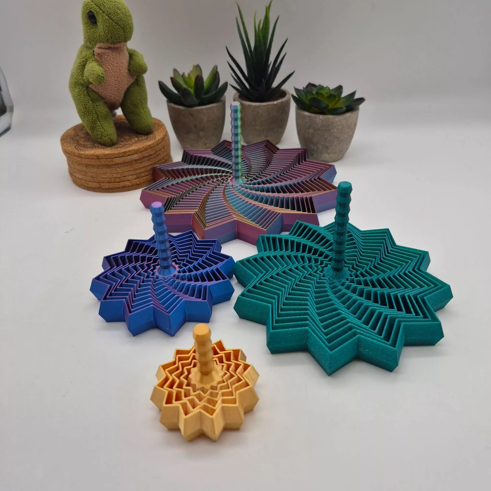 Fractal Star Fidget Toy with Handle - 4 Sizes 3D print model