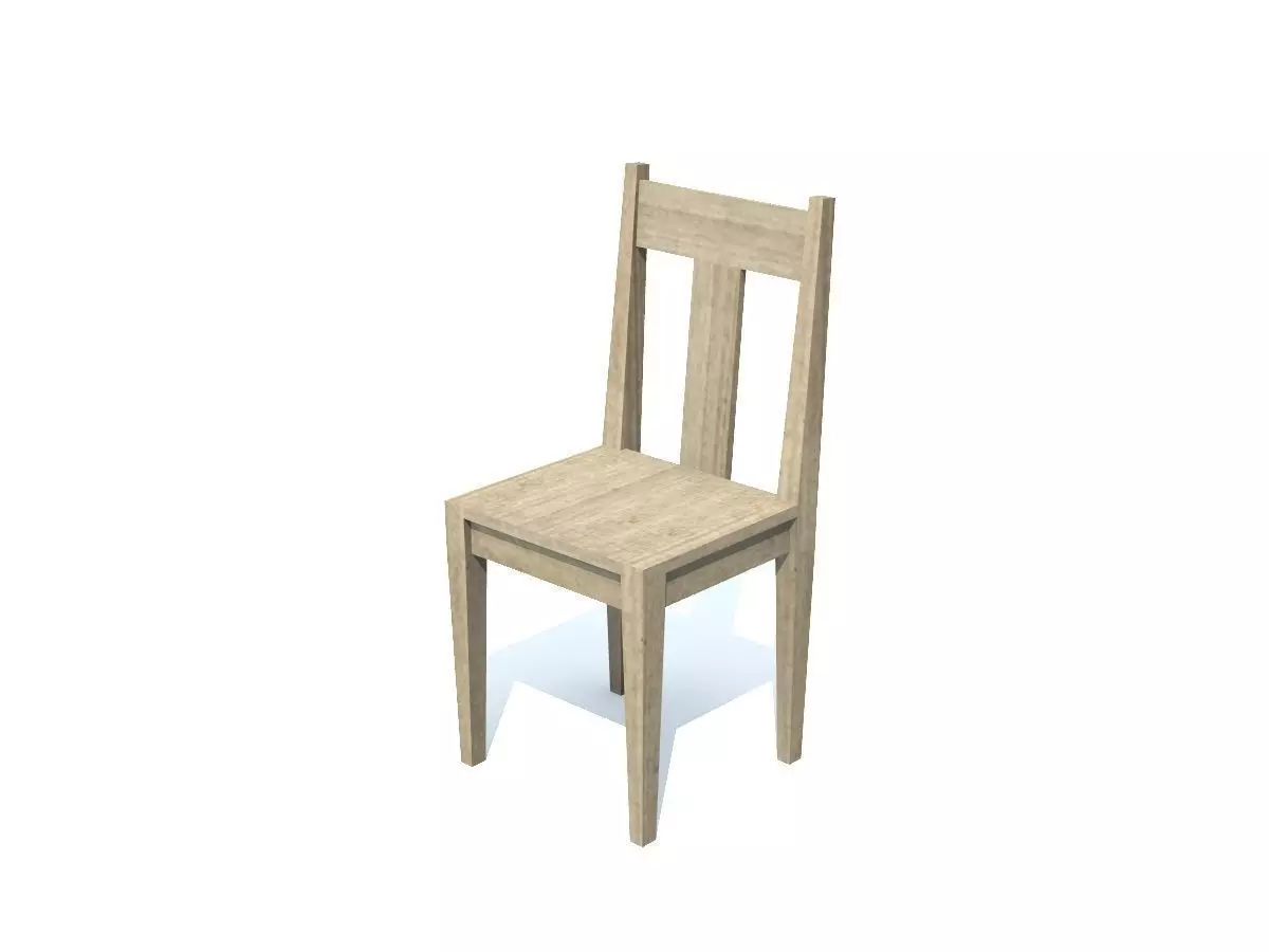 Old Wooden Chair Low-poly 3D model_0