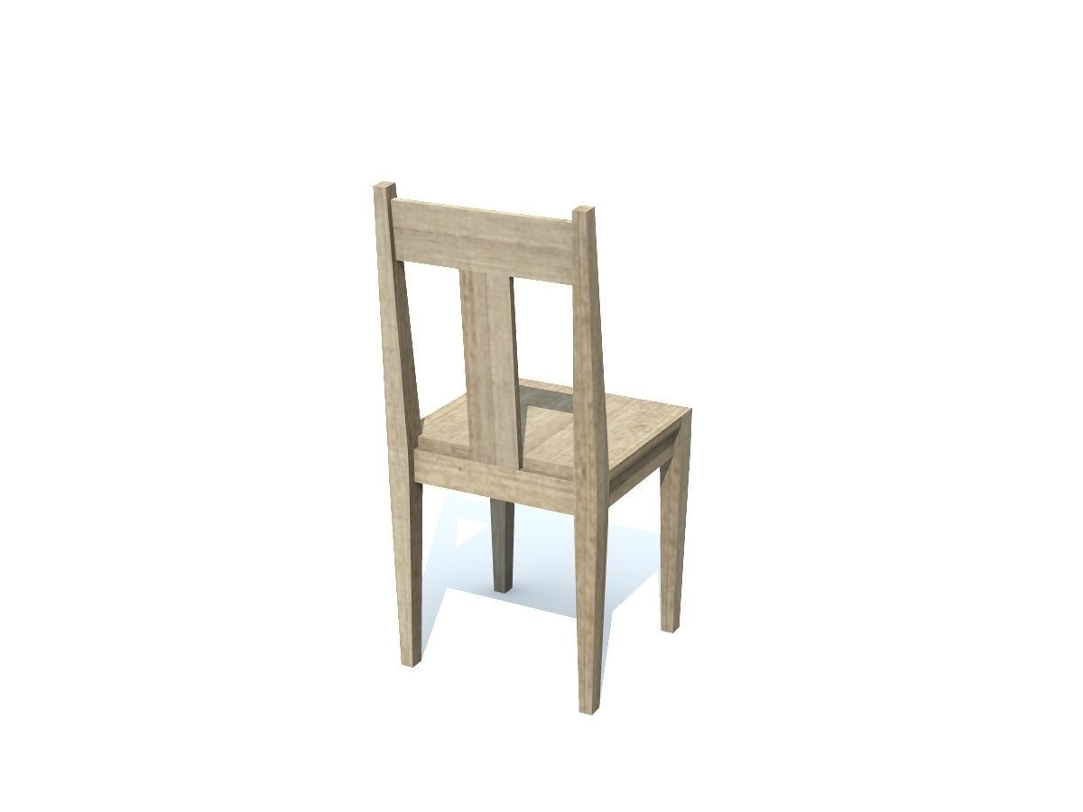Old Wooden Chair Low-poly 3D model_2