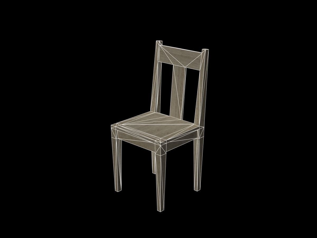 Old Wooden Chair Low-poly 3D model_1