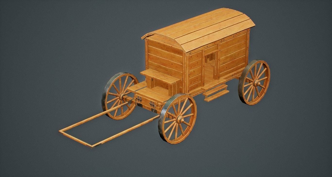 Wooden Carts modular asset pack Free low-poly 3D model_7