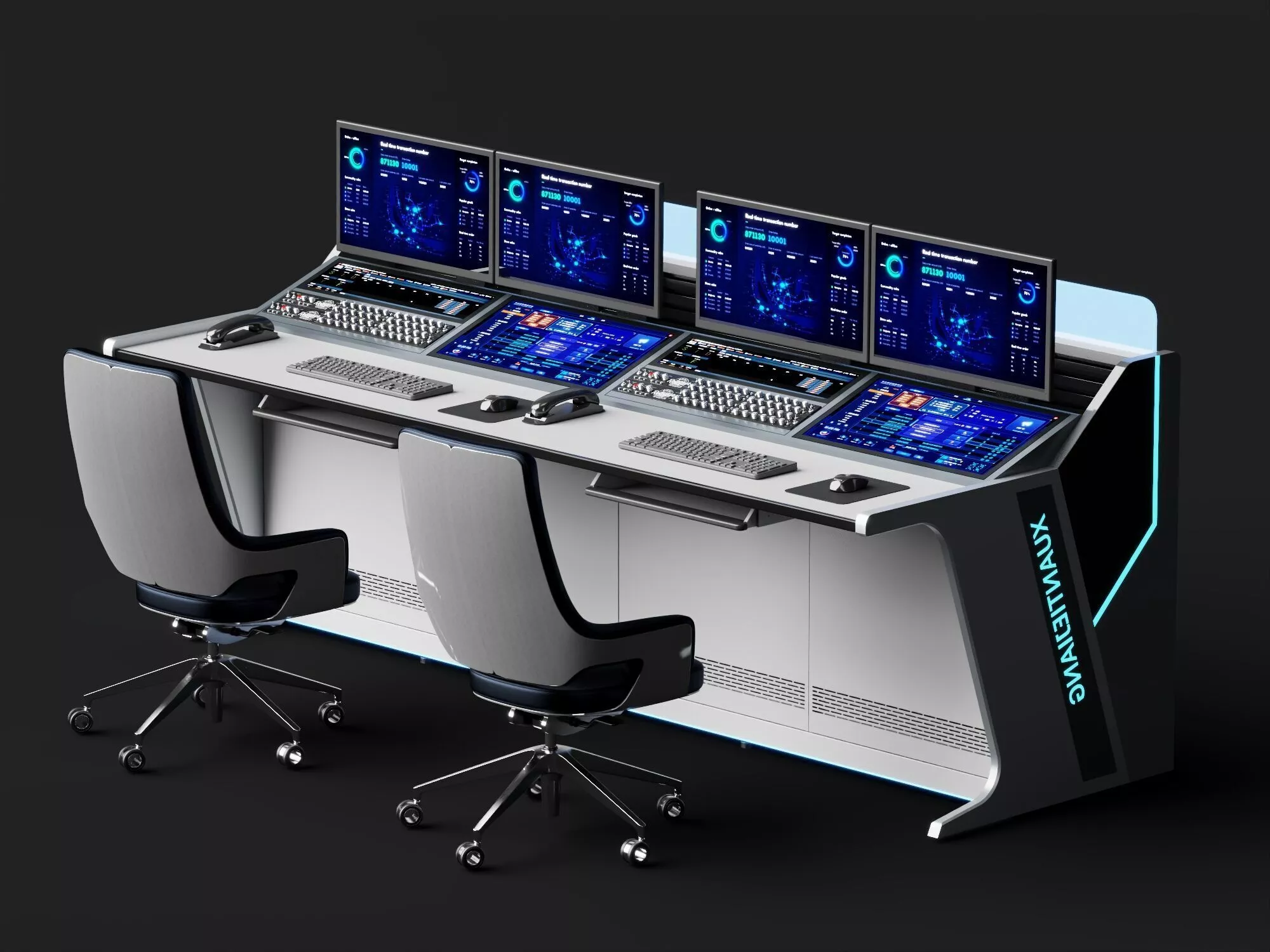 Dual Operator Control Console 3D Model 3D model