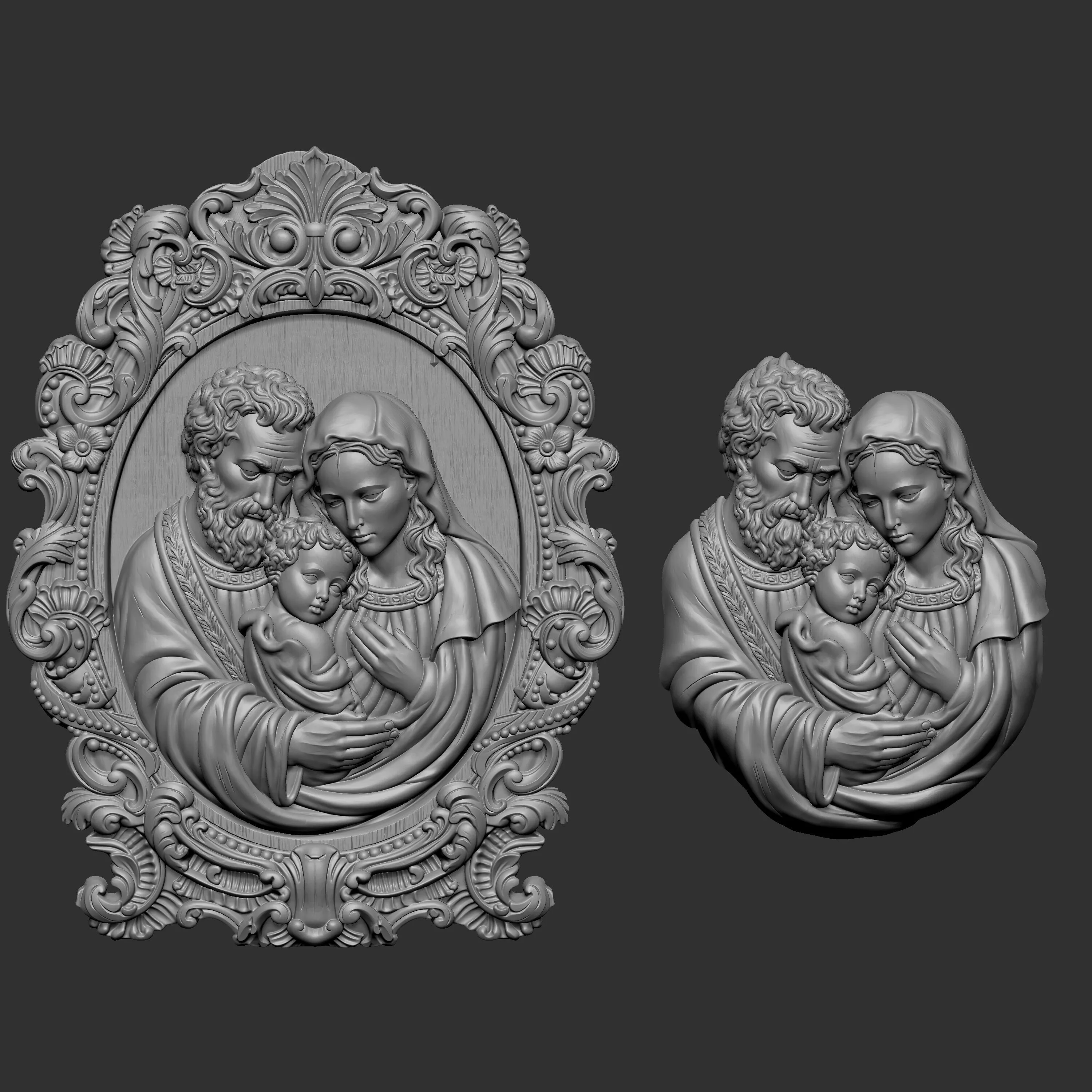 3D digital sculpt of a classical religious relief plaque 3D print model