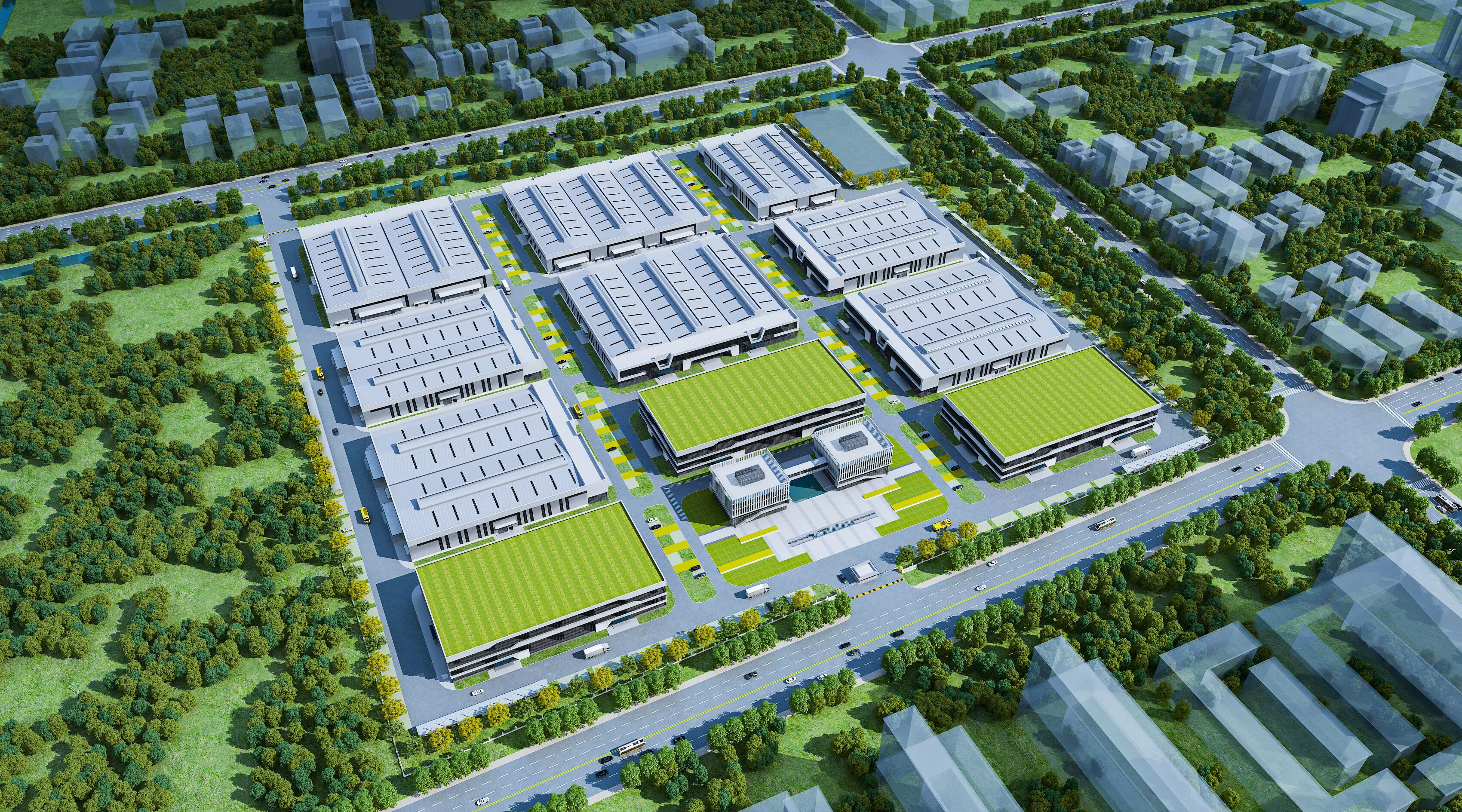 Industrial buildings factories industrial parks 3D model