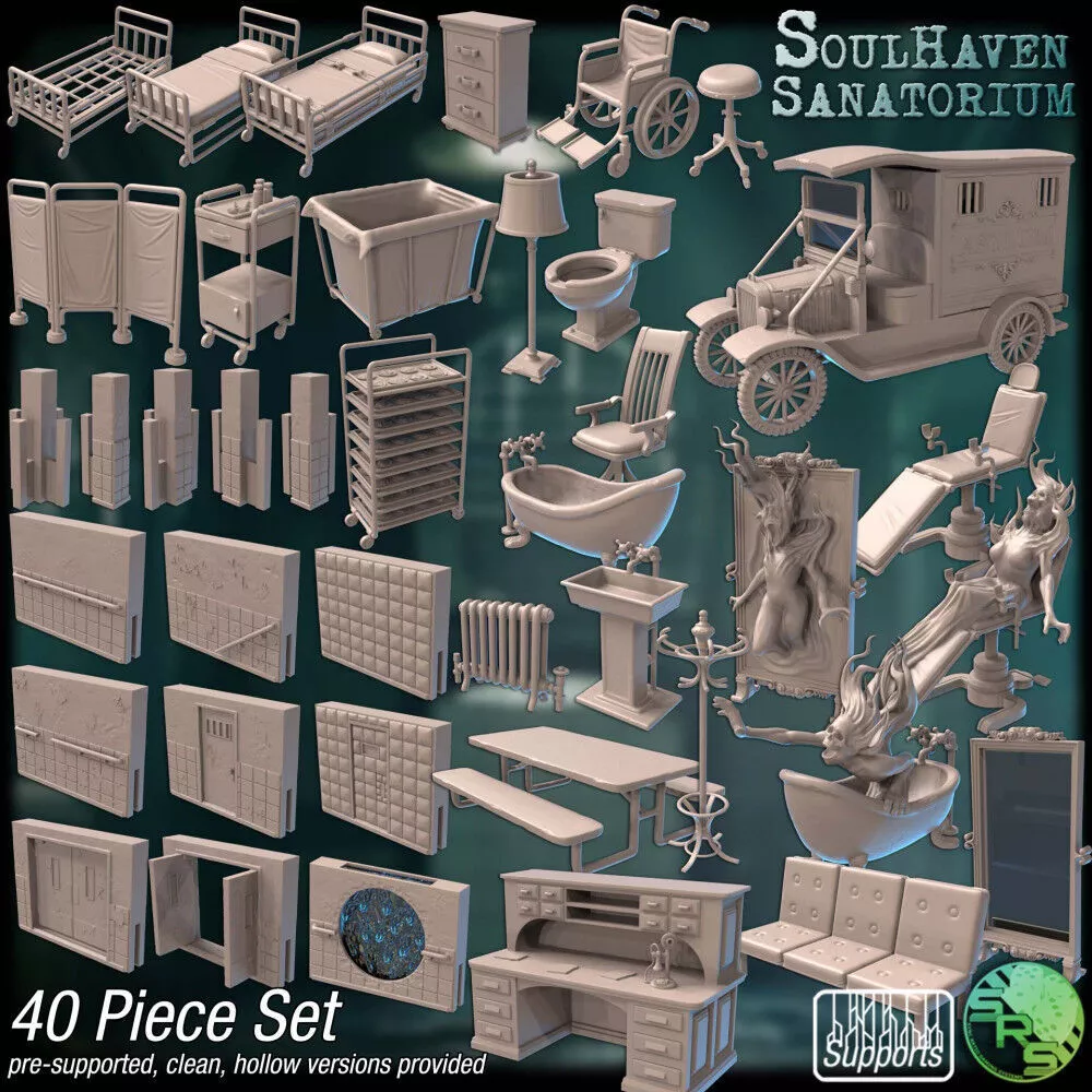 Haunted Asylum Terrain Set 3D print model