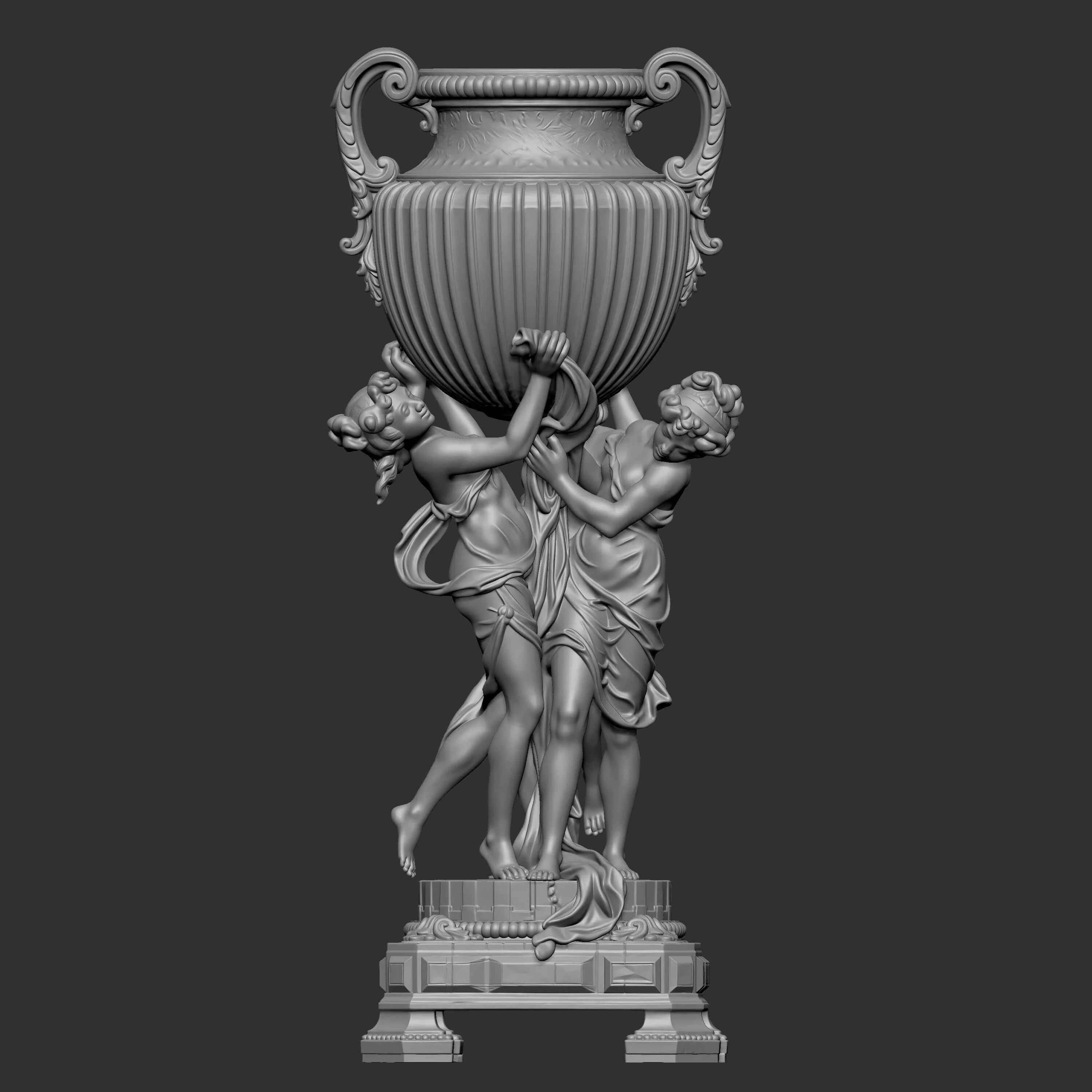 classical Three Graces garden urn monument 3D print model