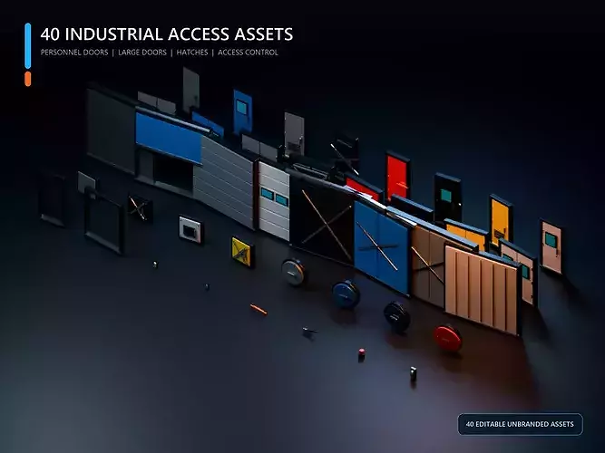 Modular Industrial Doors and Security Hatches Kit - 40 Assets