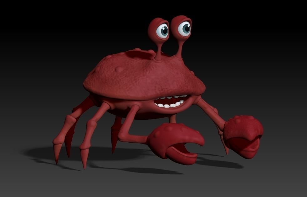 cartoon rigged crab Low-poly 3D model_5