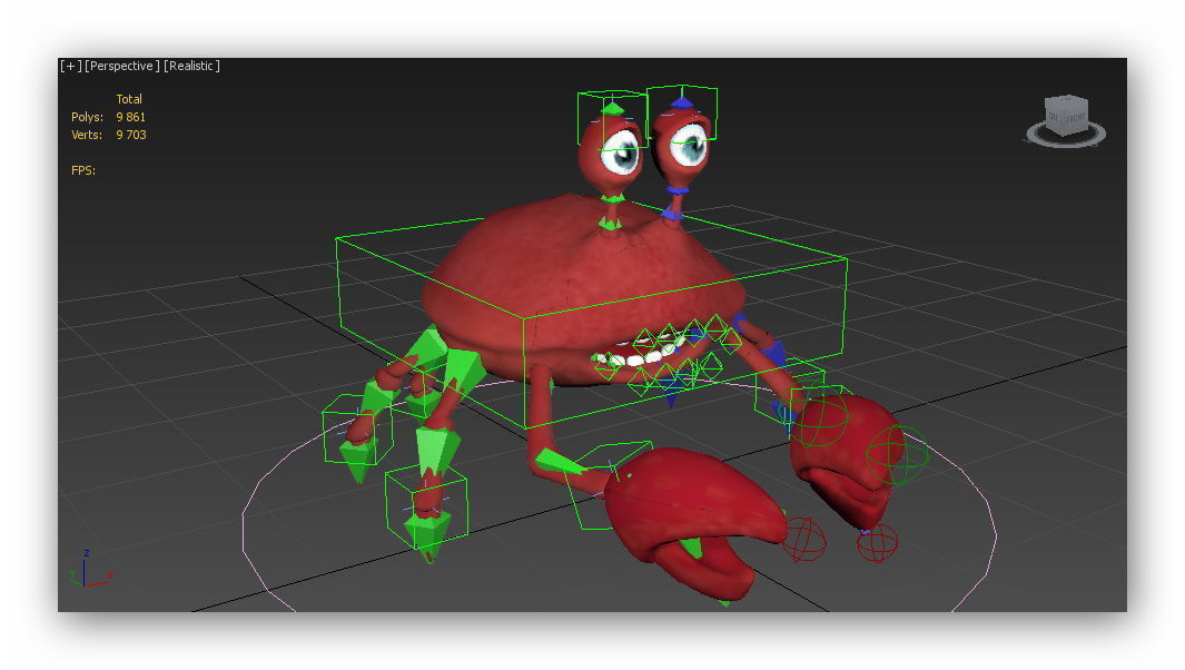 cartoon rigged crab Low-poly 3D model_9
