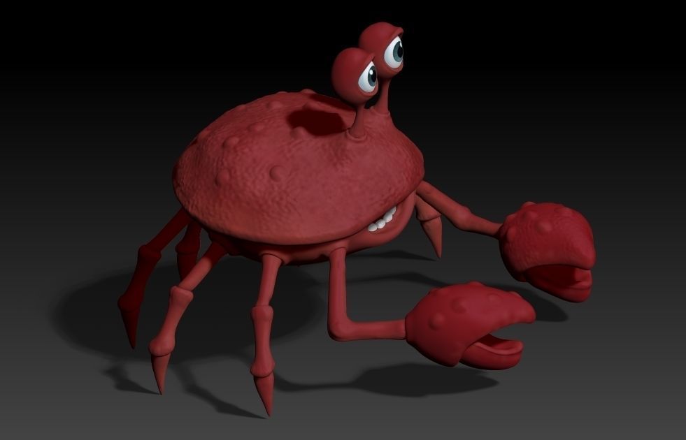 cartoon rigged crab Low-poly 3D model_6