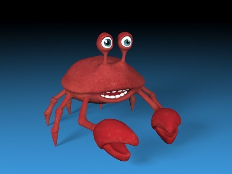 cartoon rigged crab Low-poly 3D model_1
