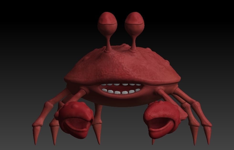 cartoon rigged crab Low-poly 3D model_4