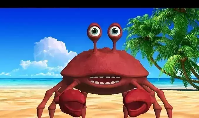 cartoon rigged crab Low-poly 3D model