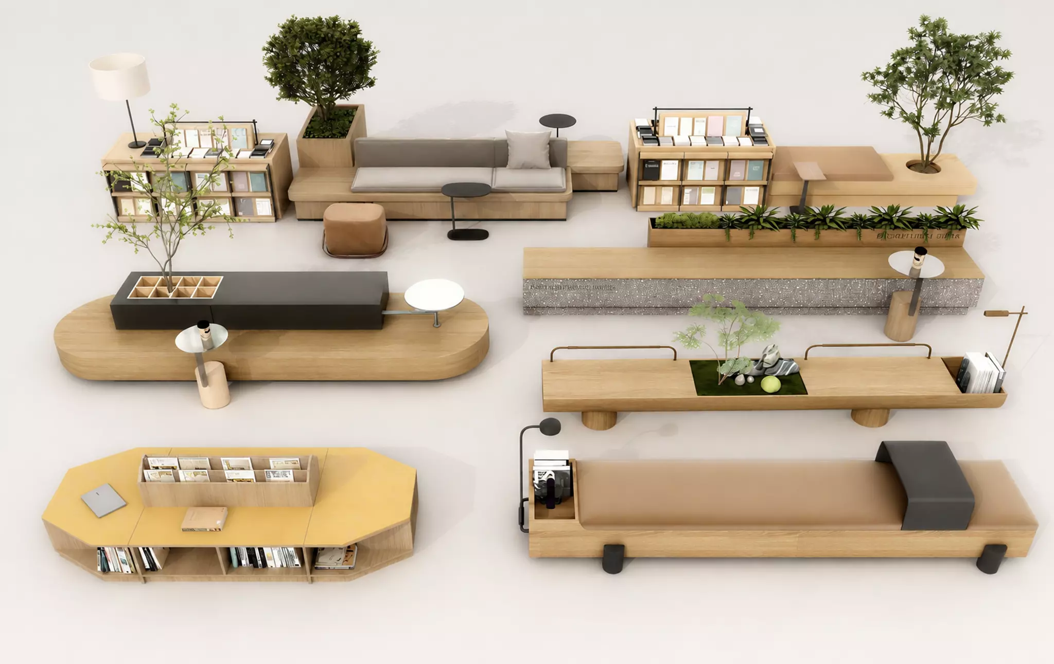 Modern Retail Display and Lounge Furniture Collection 3D model