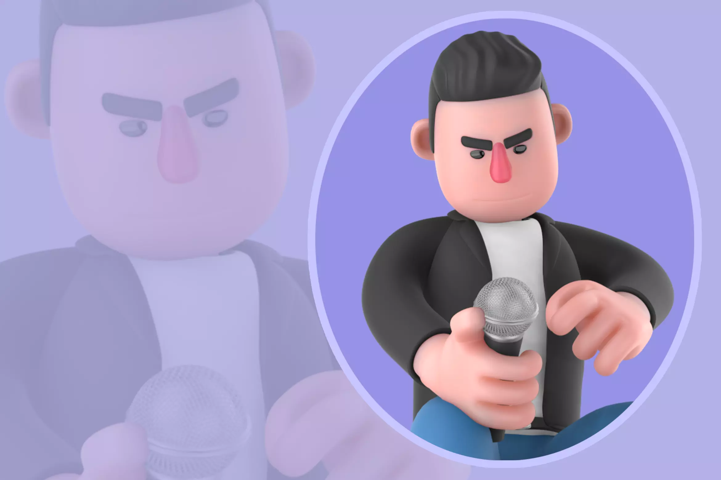 Stylized 3D Musician Character with Microphone - Cartoon 3D model