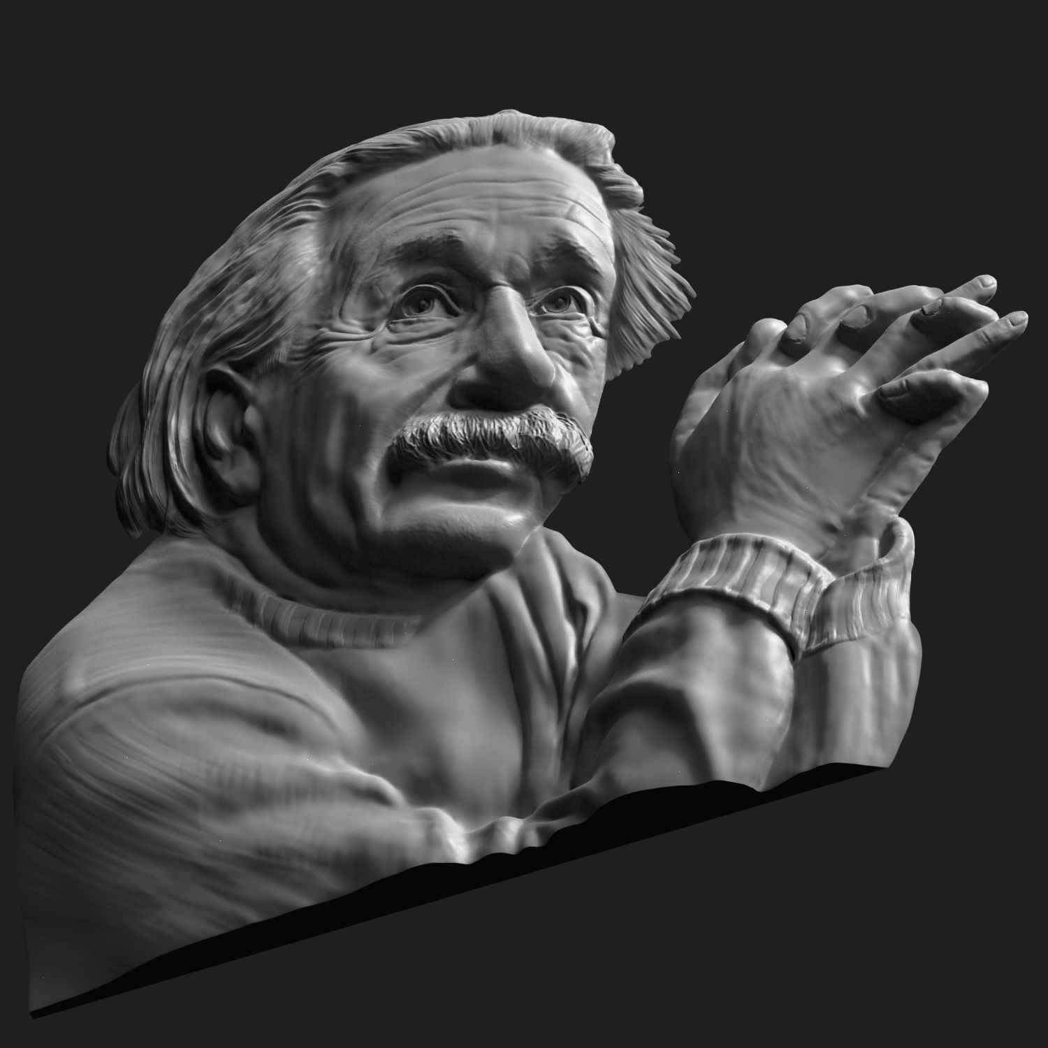 Albert Einstein Relief 3D print model_1