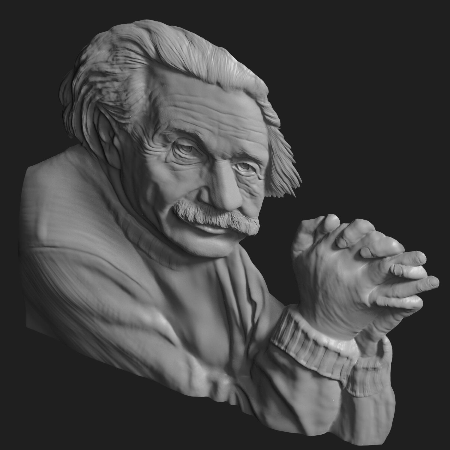Albert Einstein Relief 3D print model_2