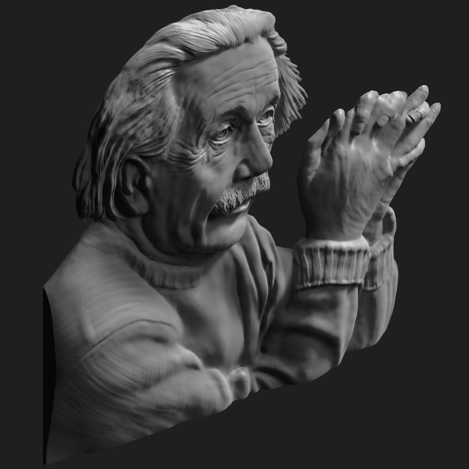 Albert Einstein Relief 3D print model_3
