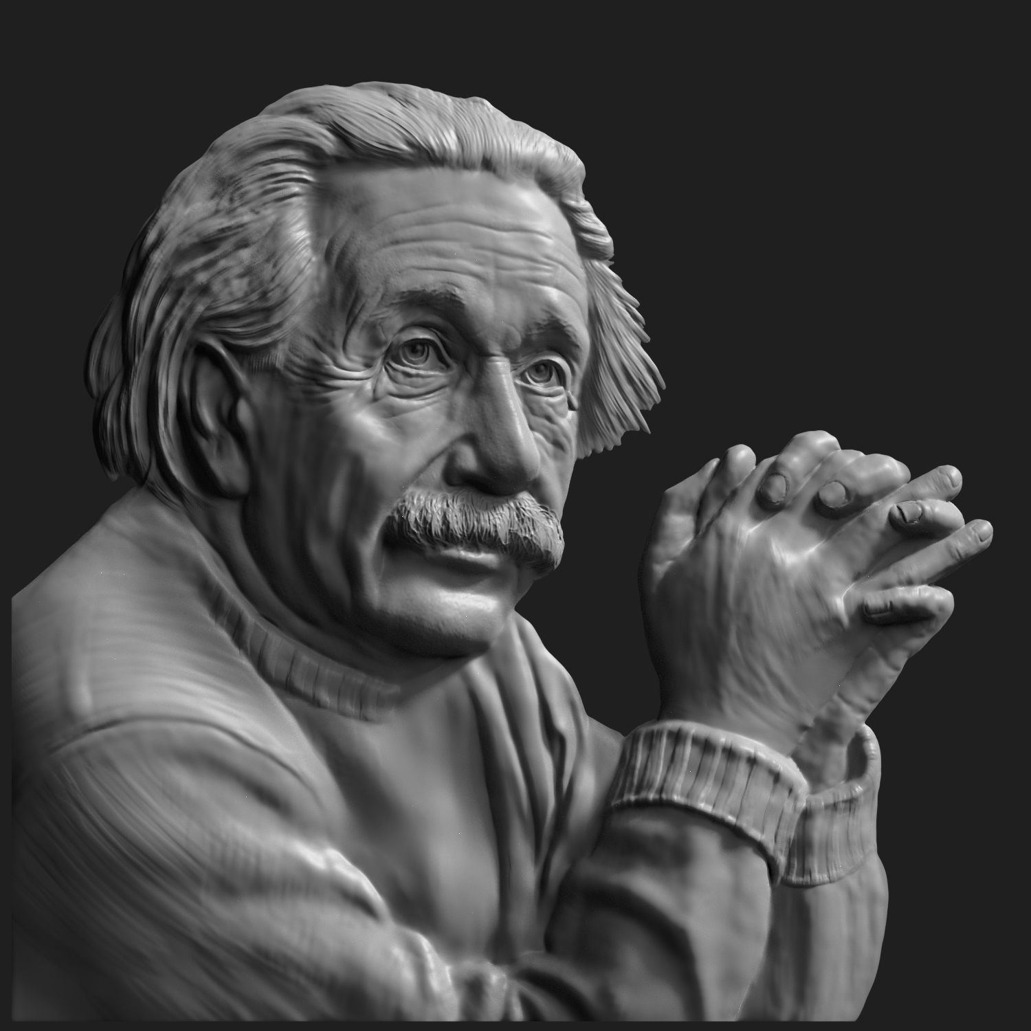 Albert Einstein Relief 3D print model_0