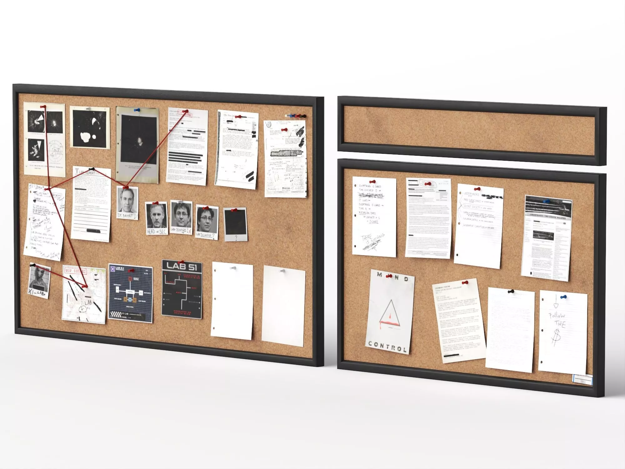 Detective Investigation Cork Board 3D Model Pack Clue Pin Board Low-poly 3D model