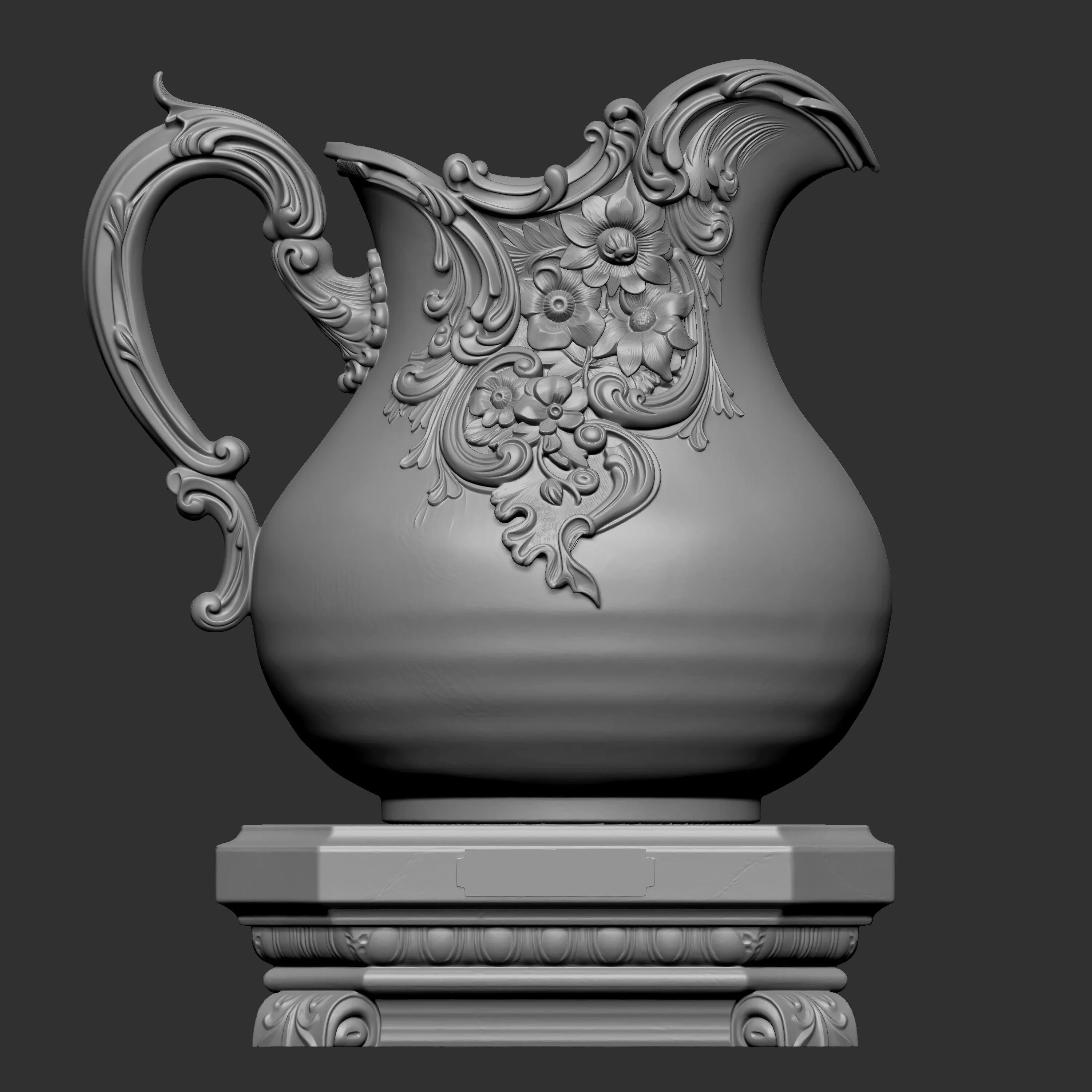 3D digital sculpture of an ornate 3D print model