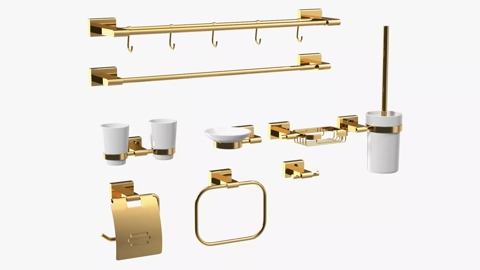 Bathroom Wall Accessories Set 3D model