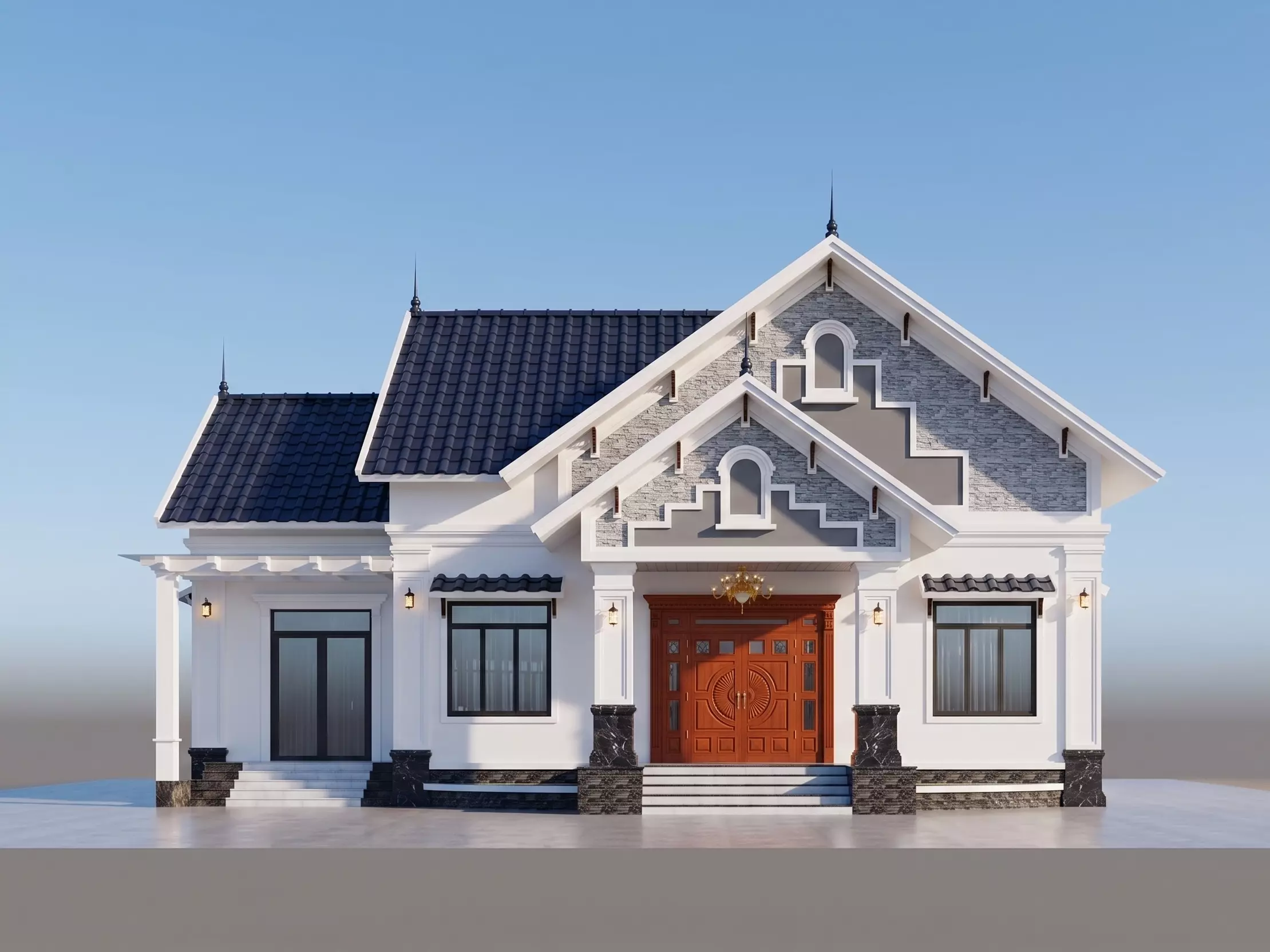 Neoclassical Villa Exterior with Thai Roof - SketchUp V-Ray 3D model