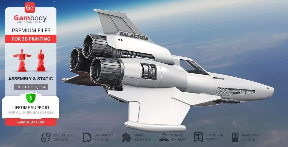 Colonial Viper Mk II Battlestar Galactica Spaceship Print Model 3D print model