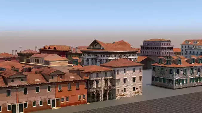 game ready 3d building set buildings in venice