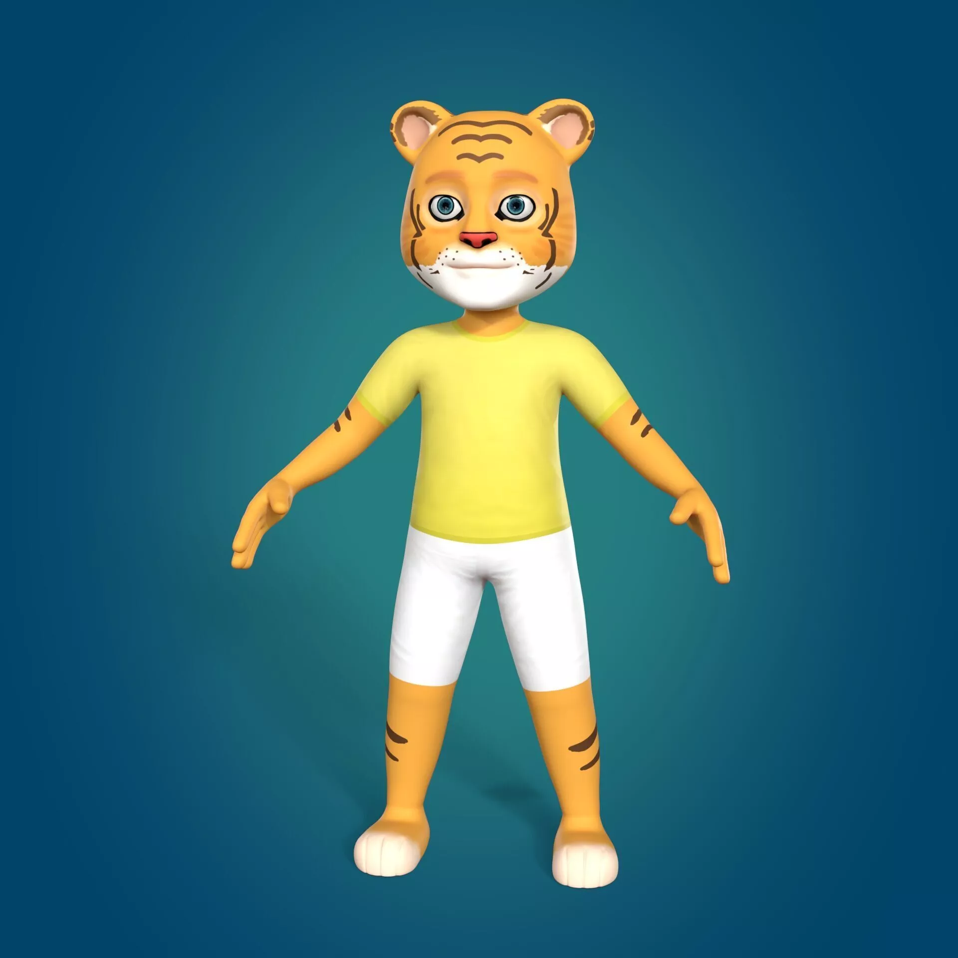 Character -- Cartoon Tiger Mascot Low-poly 3D model