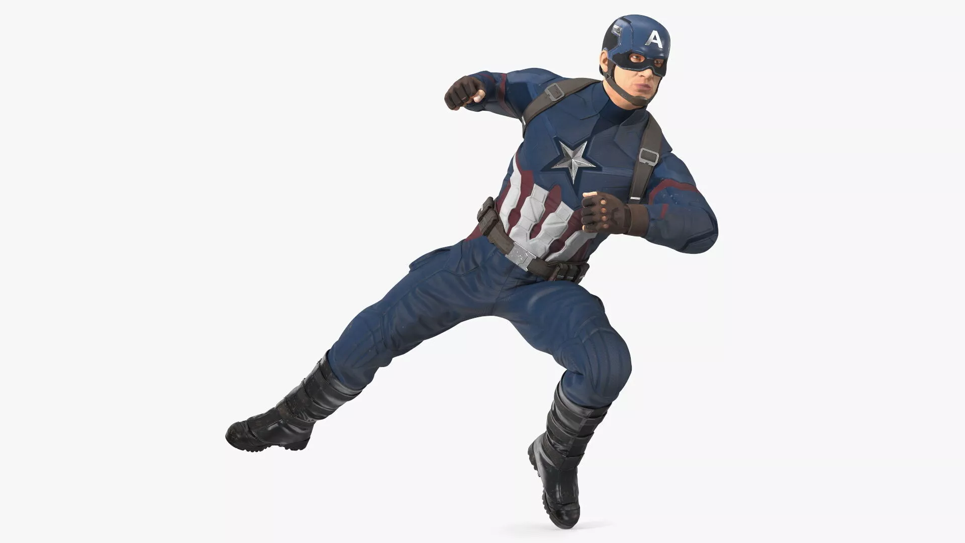 Character Captain America in Shabby Suit Rigged 3D model