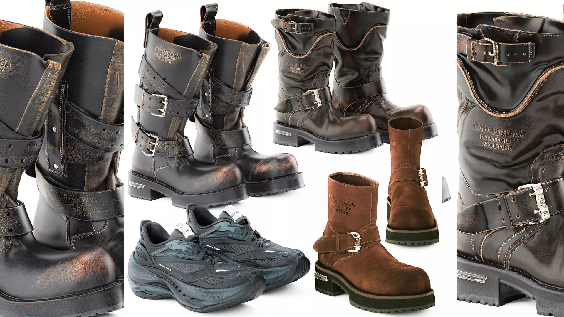 Branded shoes sneakers boots Balenciaga leather 3D model