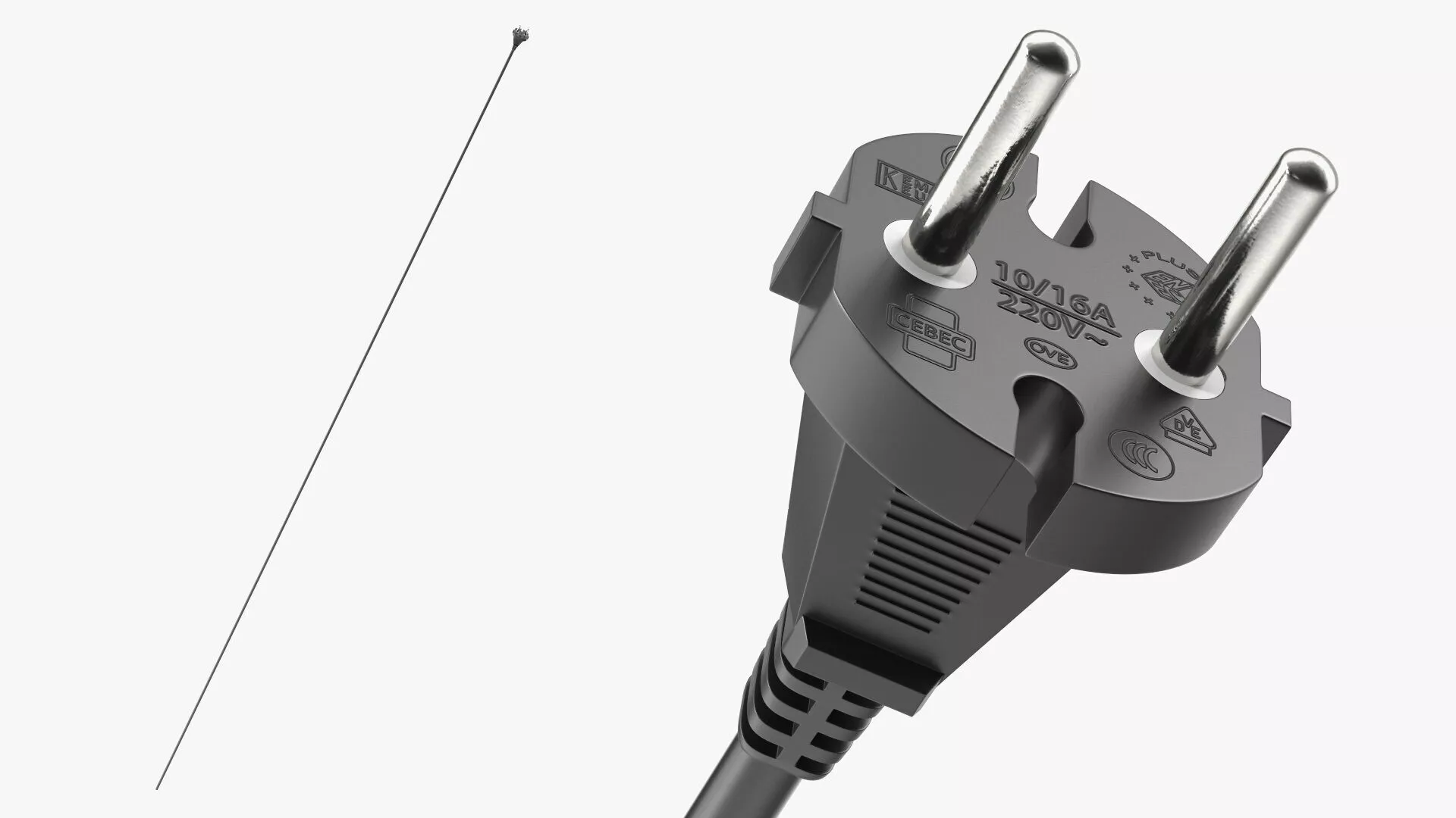 Type E Electric Plug Black Rigged 3D model