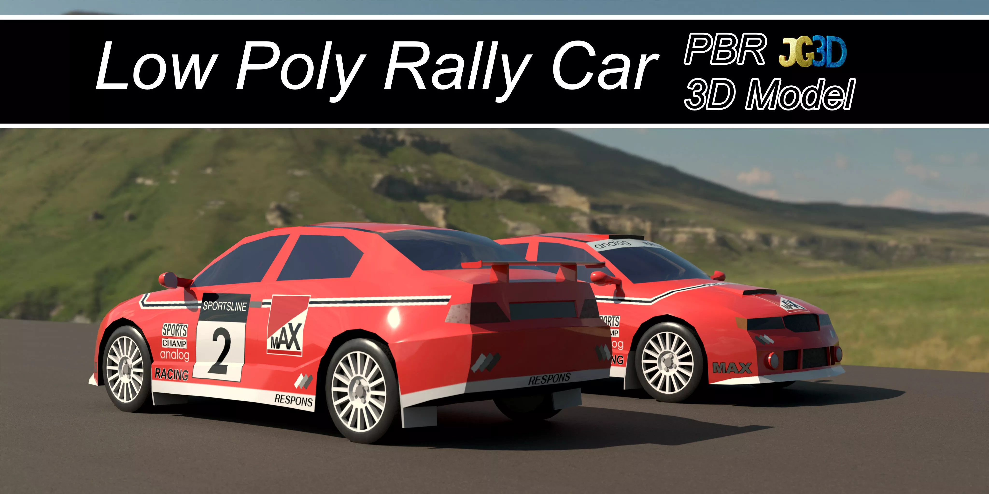 Low Poly Sedan Rally Car- PBR 3D Model Low-poly 3D model
