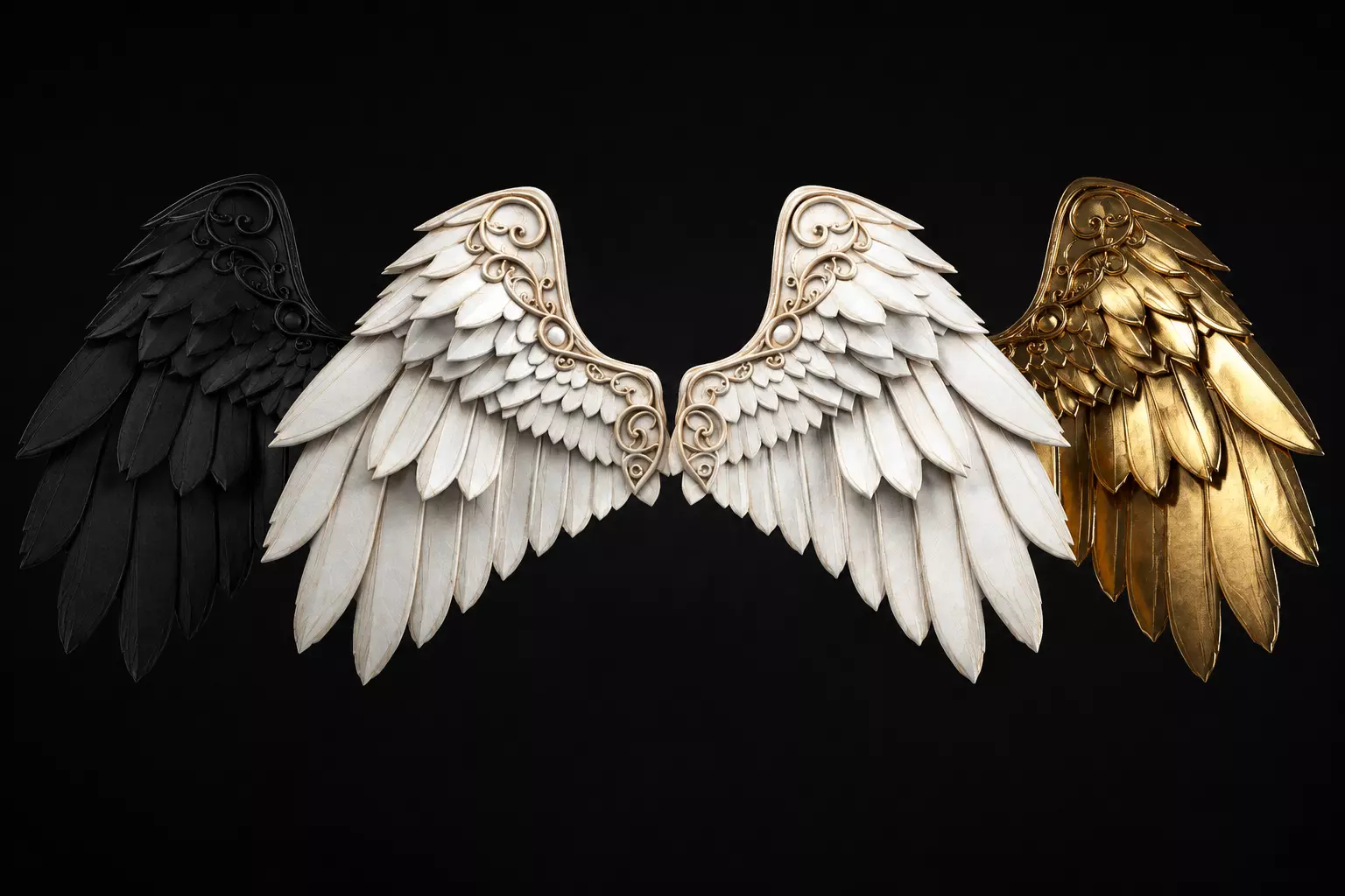 Withe wings Low-poly 3D model