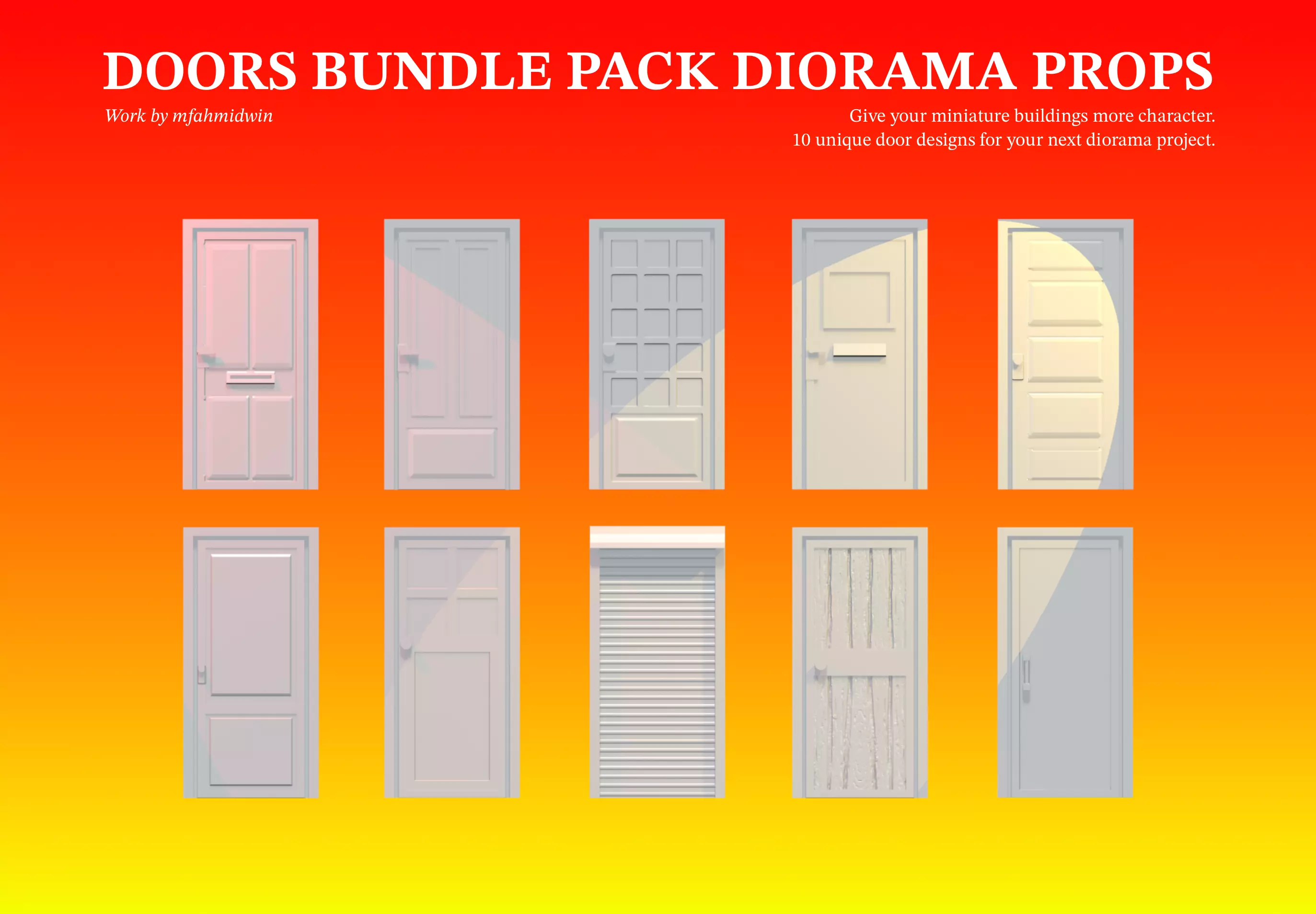 Doors bundle pack diorama props printable 3D scale 164 3D print model