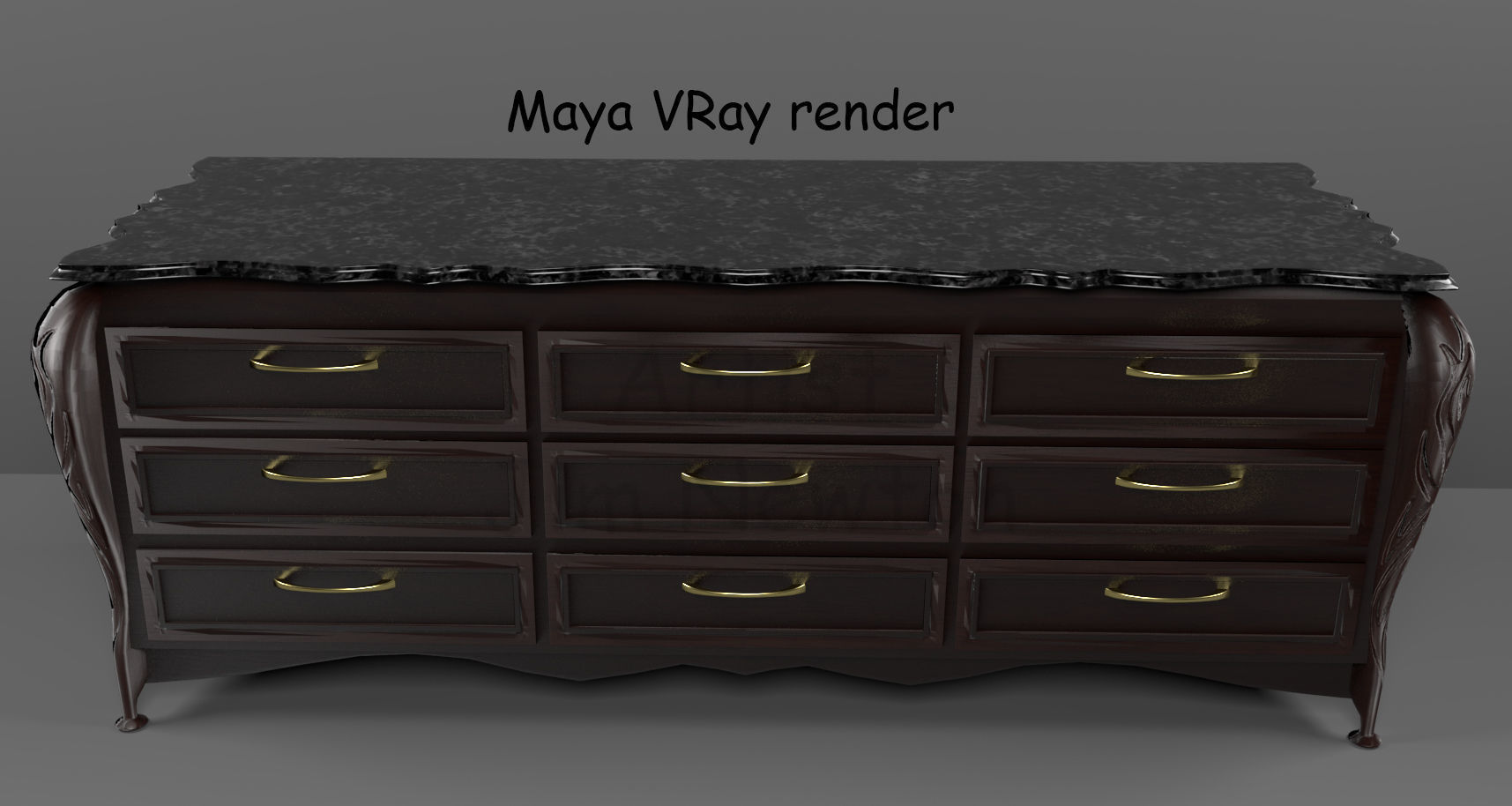 Long Dresser 3D model_4