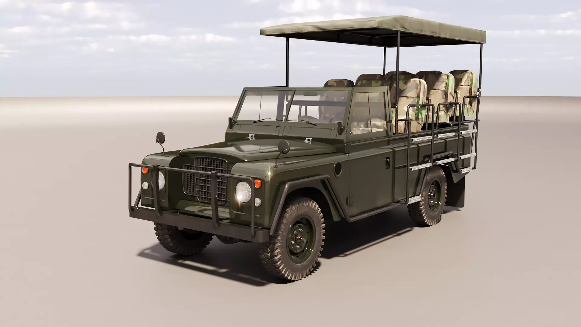 Classic Safari Tour Vehicle 4x4 - PBR Low-poly 3D model
