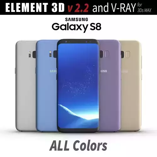 Samsung Galaxy S8 All Colors for Element 3D and V-ray 3D model