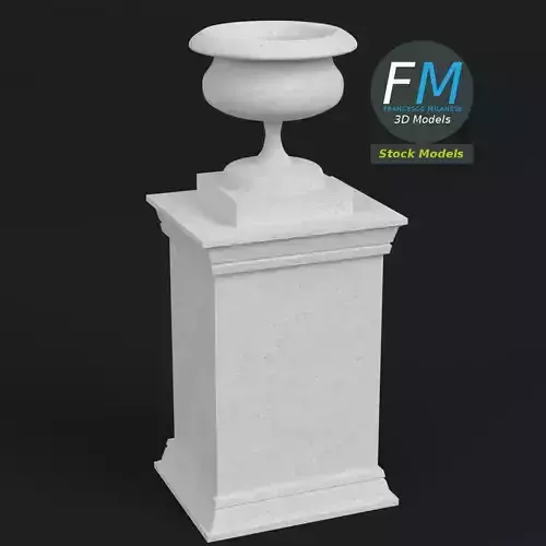 Garden stone urn vase on pedestal