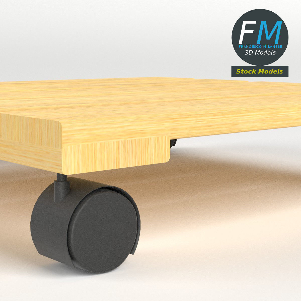 Wooden flower dolly 3D model_4