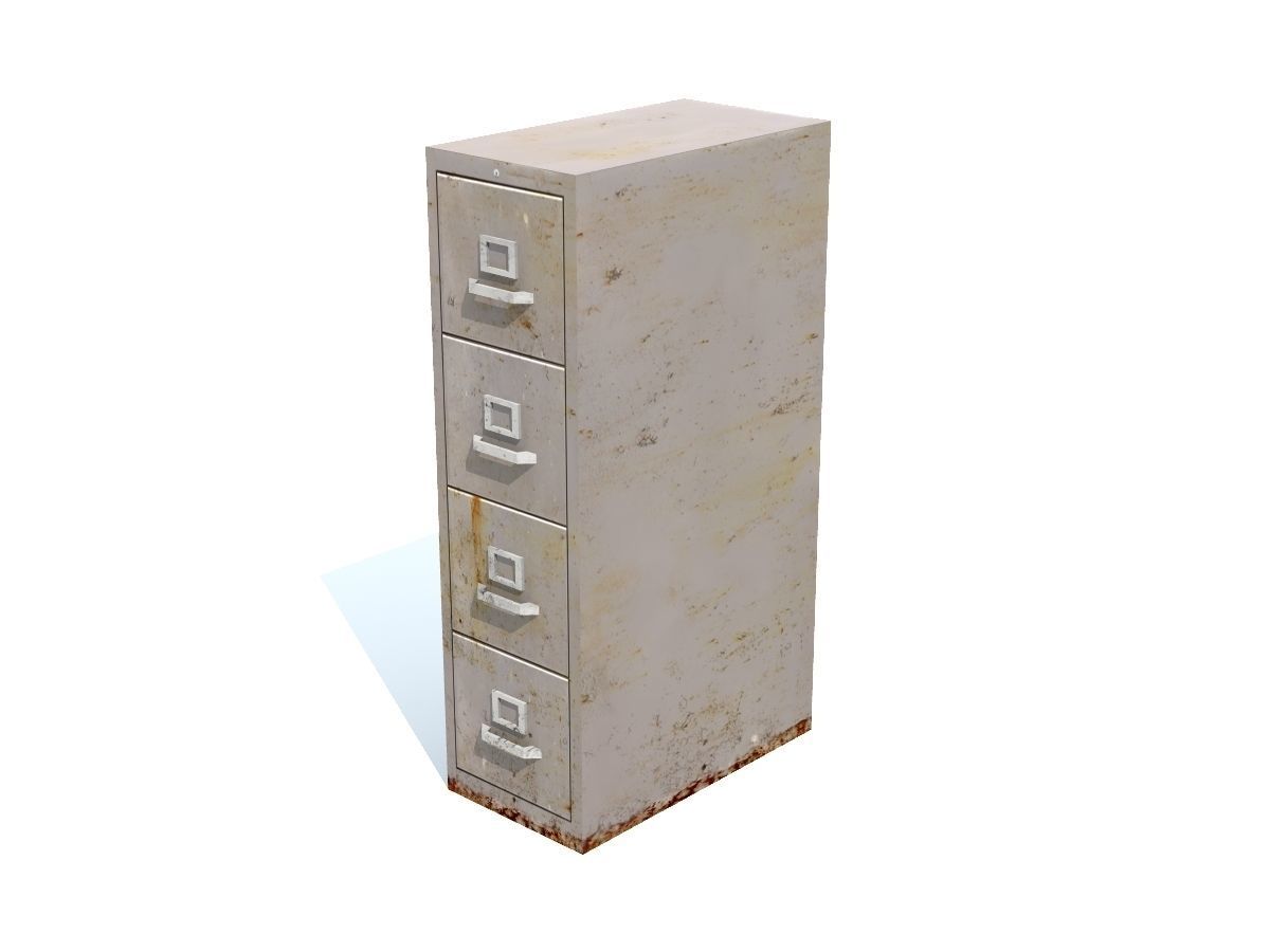 Old Rusty File Cabinet Low-poly 3D model_1