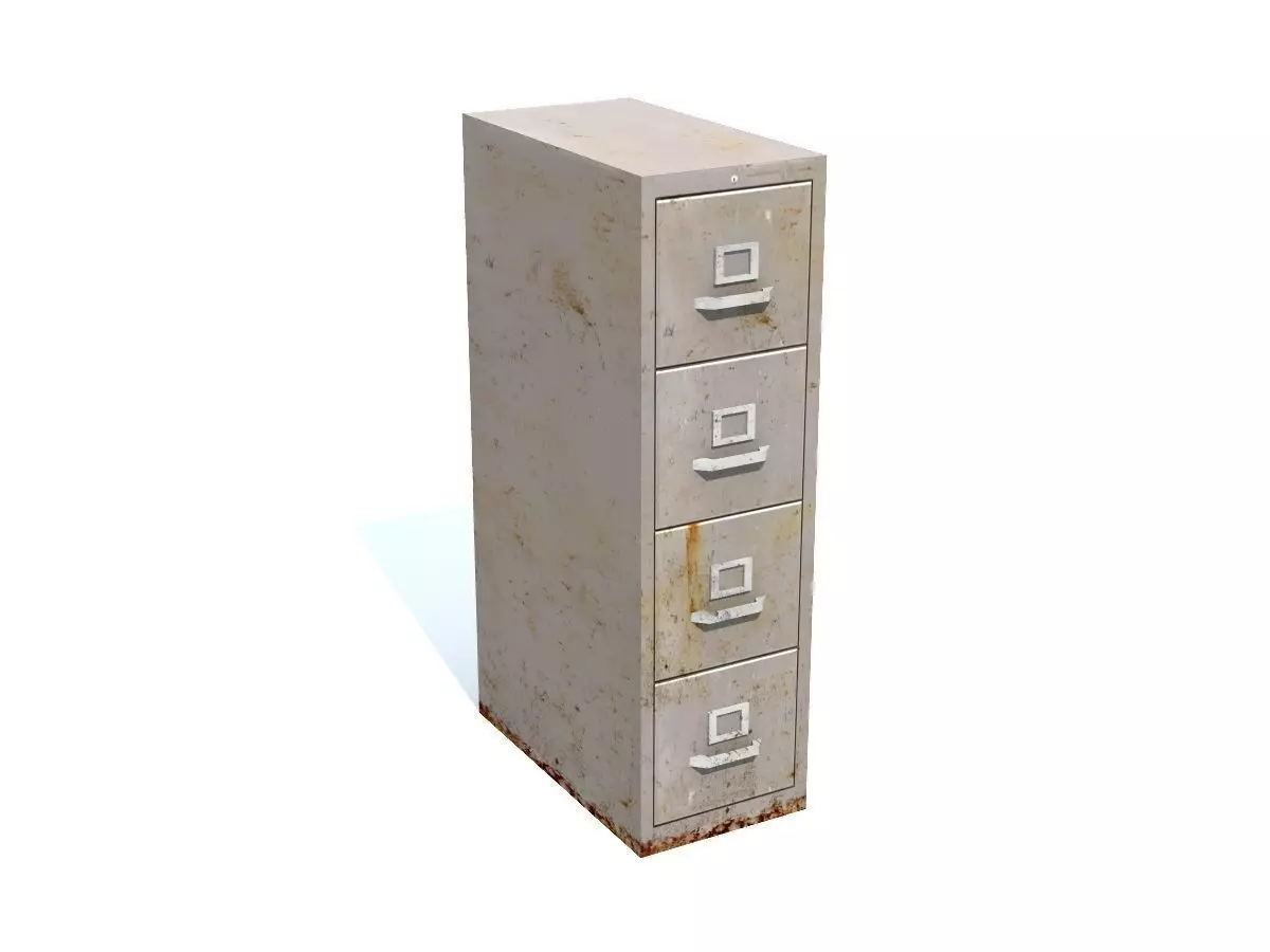 Old Rusty File Cabinet Low-poly 3D model_0