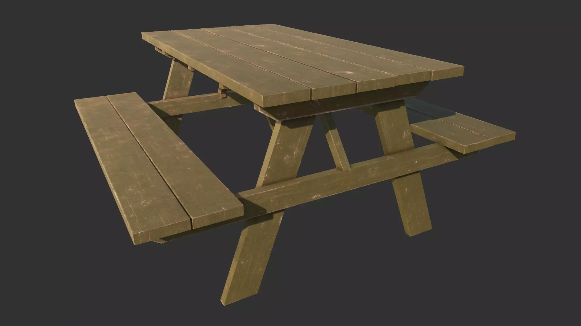 Picnic Park Bench Low-poly 3D model