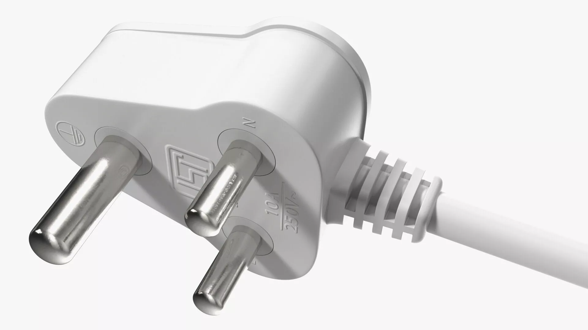 Type D Electric Plug White Rigged 3D model