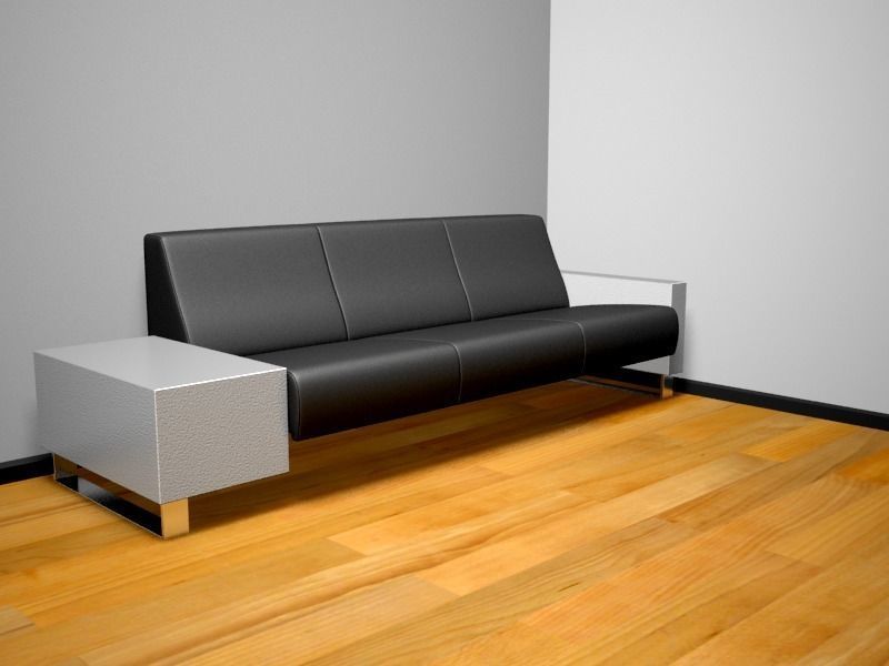 Sofa black leather 3D model_1