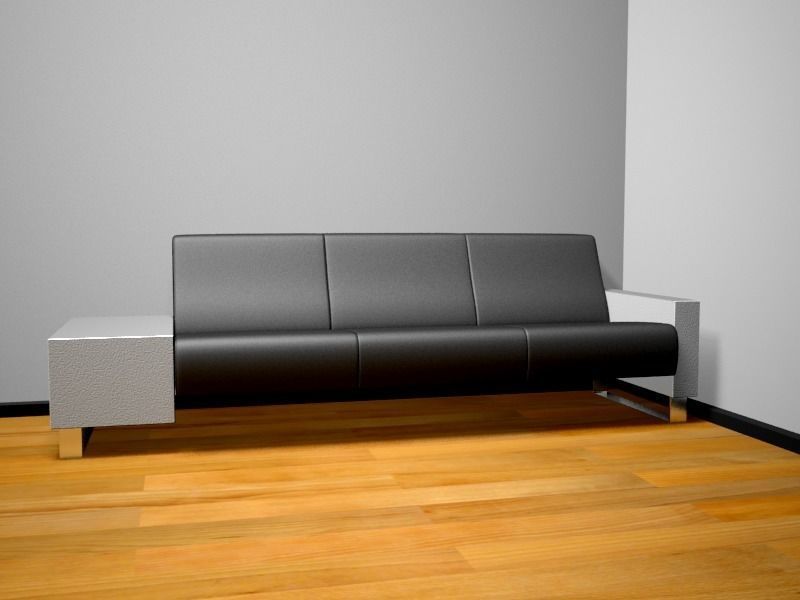 Sofa black leather 3D model_2