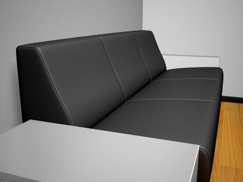 Sofa black leather 3D model_0